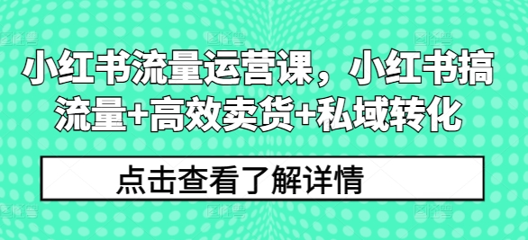 小红书流量运营课，小红书搞流量+高效卖货+私域转化-牛课资源网