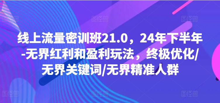 线上流量密训班21.0，24年下半年-无界红利和盈利玩法，终极优化/无界关键词/无界精准人群-牛课资源网