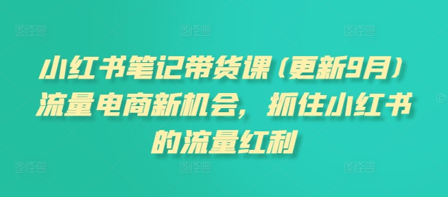 小红书笔记带货课(更新9月)流量电商新机会，抓住小红书的流量红利-牛课资源网