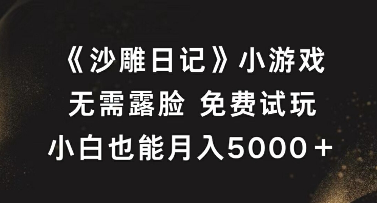 《沙雕日记》小游戏，无需露脸免费试玩，小白也能月入5000+【揭秘】-牛课资源网